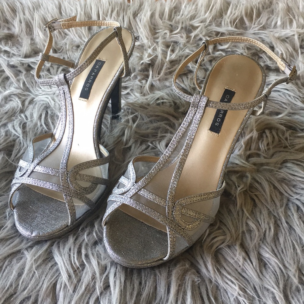 Silver Mesh Glitter Party Heels